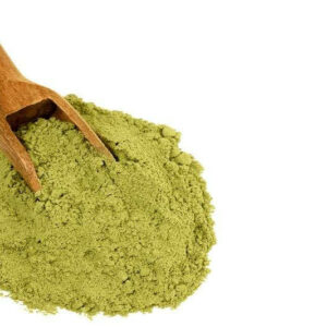 Green Tea Powder additive with wooden spoon