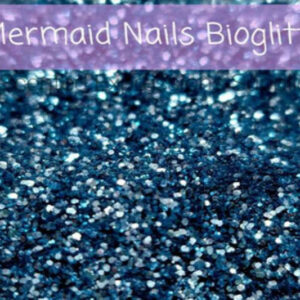 Shimmering blue colored Mermaid Nails BioGlitter