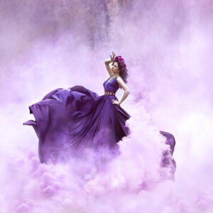 woman in purple dress dancing