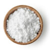 White sodium cocoyl lsethionate powder in a wooden bowl