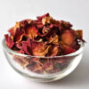 Red Rose Petals in a glass bowl