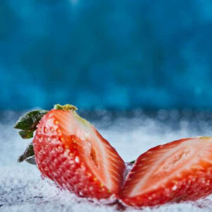 Freshly cut frozen strawberry