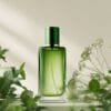 green perfume bottle Tiana Disney Princess with flowers around it